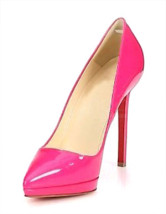 Fuchsia cuirs a souligné Toe Womens haut talon Shoes
