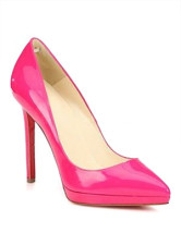 Fuchsia cuirs a souligné Toe Womens haut talon Shoes