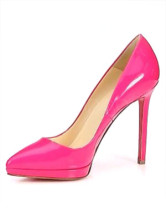 Fuchsia cuirs a souligné Toe Womens haut talon Shoes