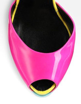 Fuchsia jaune vert Peep Toe cheville sangle Womens Shoes
