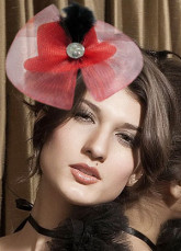Graceful Black Red Net Womens Hair Hat