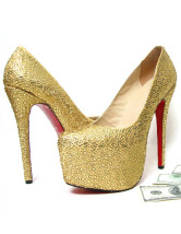Gold Platform Snakeskin Womens High Heel Red Bottom Shoes