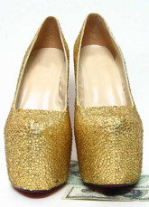 Gold Platform Snakeskin Womens High Heel Red Bottom Shoes