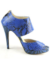 Peau de serpent bleu Peep Toe Zip fermeture Womens Fashion Shoes