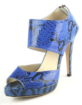 Peau de serpent bleu Peep Toe Zip fermeture Womens Fashion Shoes
