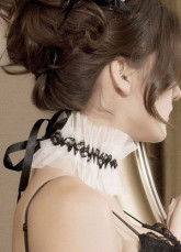 Sweet Black White Ruffled Lace Collar Choker