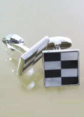 Plaid Pattern Titanium Steel Cufflinks