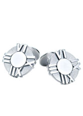 Circular Roma Pattern Silver Cufflinks