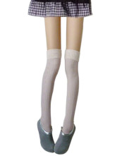 Light Pink Thicken Cotton Spandex Zettai Ryouiki Thigh High Stockings