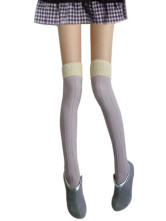Light Purple Thicken Cotton Spandex Zettai Ryouiki Thigh High Stockings