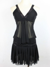 Ensemble de jupe noire du Sexy col deux pièces Womens Spandex
