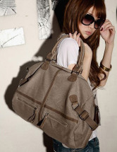 Cool Horizontal Canvas Zipper Closure Womens Shoulder Bag