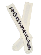 White Musical Note Pattern Cotton Viscose Polyester Lolita Socks