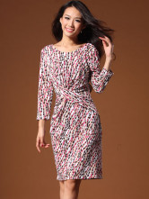 Floral Three-Quarter Sleeves Womens Party Dress