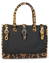 Horizontal Shaped Leopard-Print PU Womens Shoulder Bag