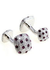 Antique Purple Rhinestones Electro-Plated Steel Brass Cuff Links