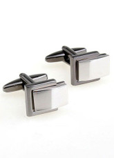 Top Grade Silver Rectangular Electro-Plated Steel Brass Cuff Links