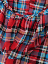 Désinvolte Plaid Pattern Bandage Hoodied coton Womens chemise rouge