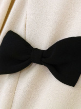Attrayant Bow jaune lumineux Stand collier mousseline de soie Womens robe