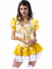 White Yellow Sweetheart Spandex Nylon Sexy Maid Costume