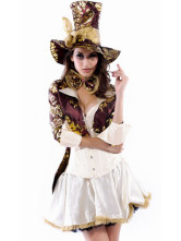 Purple Gold White Spandex Sexy Adult Pirate Costume