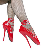 Rouge PU cuir cheville bretelles haut talon chaussures pour femmes Sexy