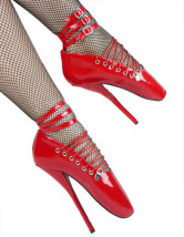 Rouge PU cuir cheville bretelles haut talon chaussures pour femmes Sexy
