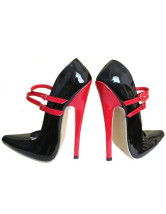 Mode PU noir en cuir boucles haut talon pompes Sexy de pointes femmes