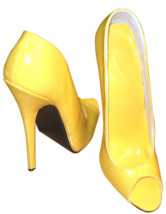 Superbe jaune PU cuir Peep Toe Sexy talons