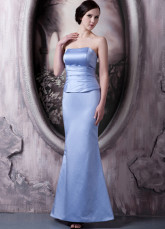 Lavender Satin Strapless Floor Length Bridesmaid Dress