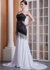 Черный белый глянец ножны сладкие сердца этаж длина Prom платье