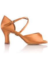 Satin Face Ankle Strap Cow Leather Sole Women's Latin Shoes