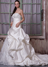Ivory Satin Strapless A-line Wedding Dress