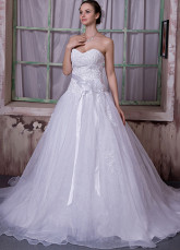 White Organza Satin Sweetheart A-line Wedding Dress