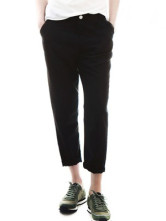 Coton bleu royal Cropped Pants droites