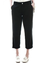 Coton bleu royal Cropped Pants droites