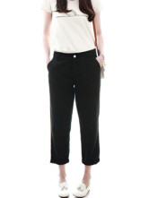 Coton bleu royal Cropped Pants droites