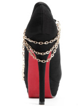 Black Platform Chains Stiletto Heel PU Womens Pumps