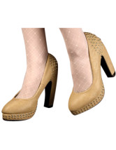 Apricot Studs Platform Womens PU Chunky Heel Pumps