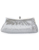 Silver Hobo Shape Metal Mesh Clutch Bag