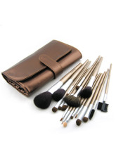 18 Pcs Animal laine composent ensemble brosse avec sac brun en cuir brosse
