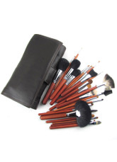 Professional Brown Leather Brush Case With 26 Piece Makeup Brush Set