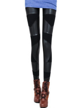 Noir Skinny Pants coton cuir correspondant féminin