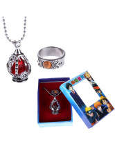 Puella Magi Madoka Magica Red Alloy Anime Ring Necklace Set