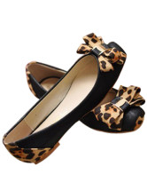 La mode Ballet Flats féminine en cuir PU Rubber Sole Bow décoration