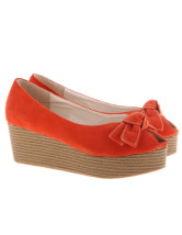 Sweet Bow Decoration Flannel Fabric Peep Toe Women's Platform Shoes