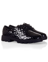 Noir Chaussures Oxford de vache en cuir Lace Up féminin