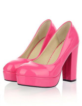 Gorgeous Patent PU Leather Platform Chunky Heel Women's Pumps