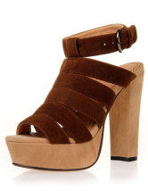 Ankle Straps Strappy Nubuck Chunky Heel Womens Gladiator Shoes