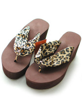 Comfortable Leopard Print Silk And Satin Womens Flip Flops